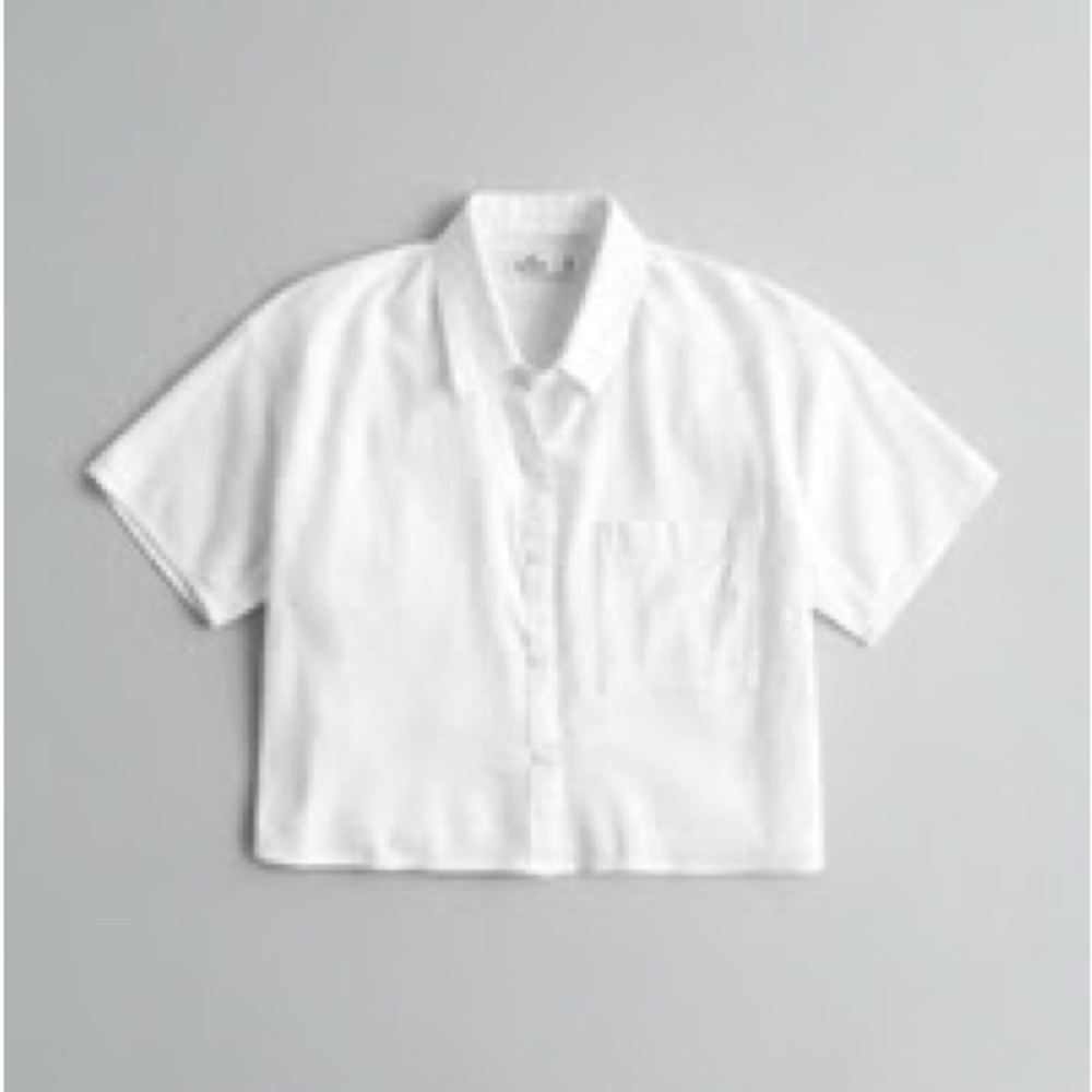 Oversized Linen Blend Short Sleeve Shirt